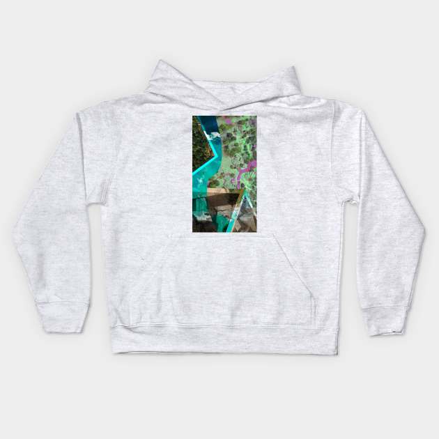 disaster city in wetland architectural collage Kids Hoodie by jorge_lebeau